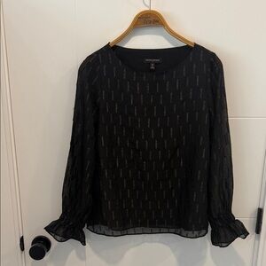 Banana Republic Black Semi-Sheer Long Sleeve Blouse size XS